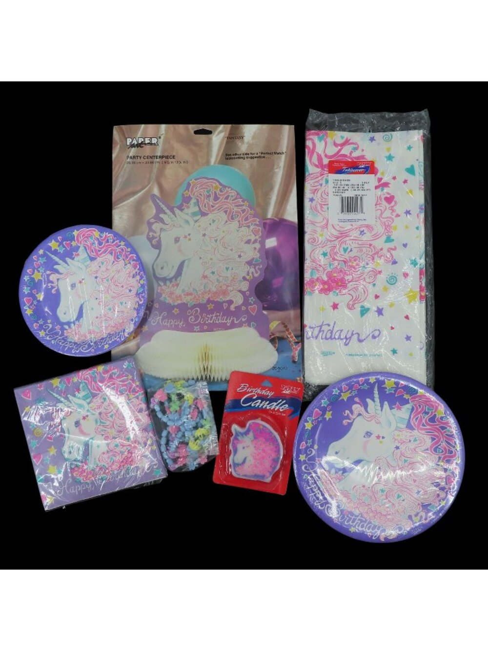 VTG Happy Birthday Kawaii Mystical Unicorn Party Pack 1990s Magical Purple NEW